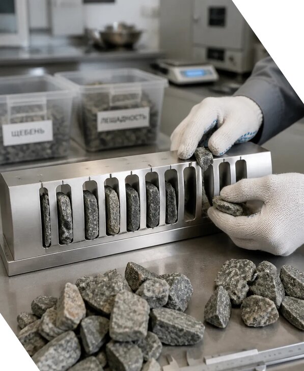 Лабораторное определение показателя лещадности щебня в Севастополе